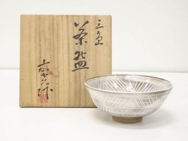 JAPANESE TEA CEREMONY MISHIMA TEA BOWL BY KAKO MORINO / CHAWAN 